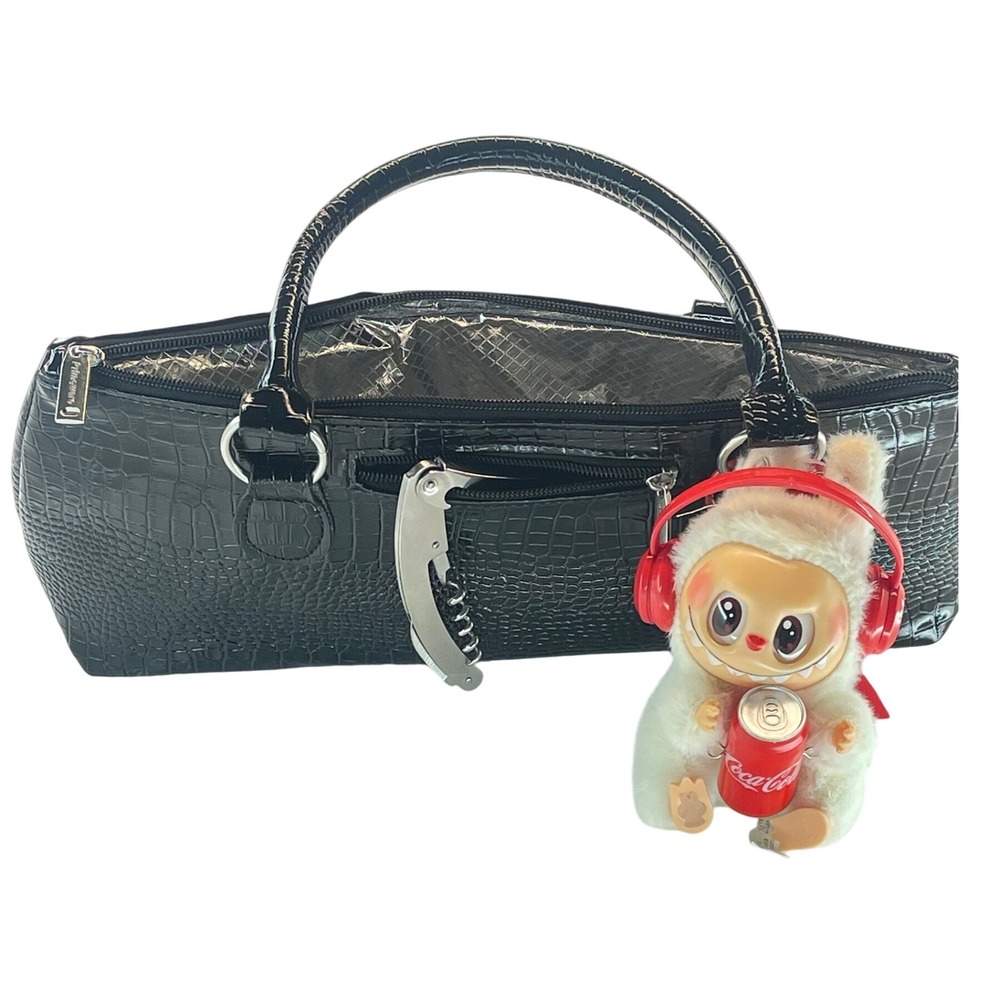 Wine Carrier Bag Croc Embossed Insulated Bottle‎ Holder Tote Travel Plus LABUBU